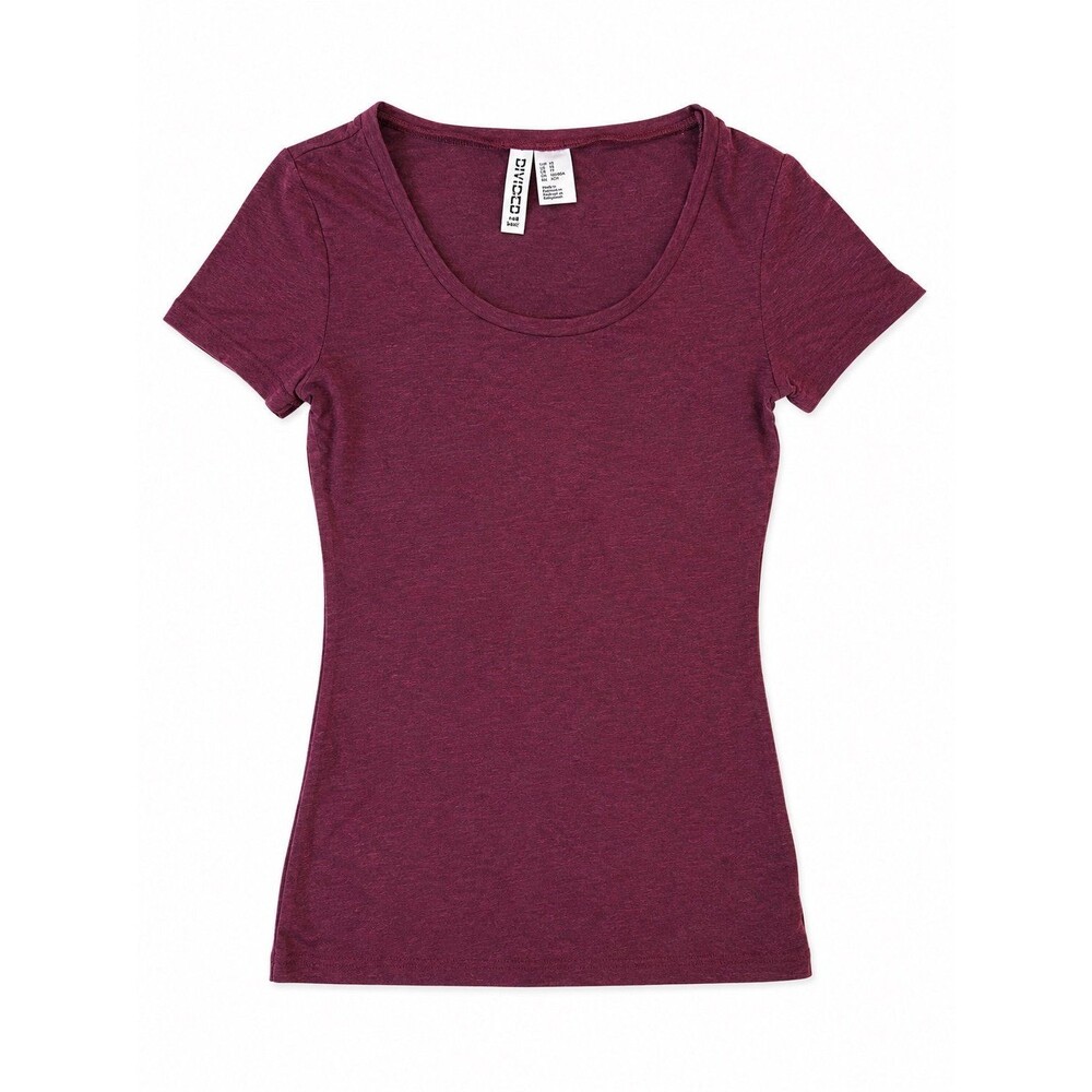 H&M Basic Women’s XS Heather Burgundy Scoop Neck Short Sleeve Stretch T-Shirt